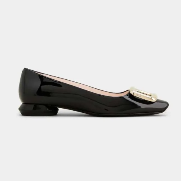 Roger Vivier Viv Choc Metal Buckle Ballerinas in Patent Leather for Women in Black Roger Vivier Viv Choc Metal Buckle Ballerinas in Patent Leather for Women in Black