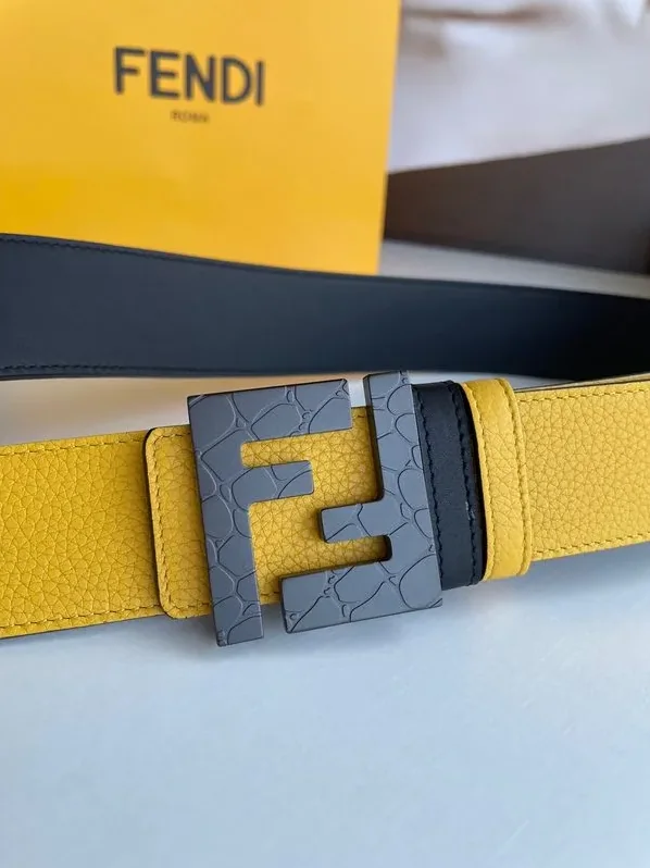 Fendi Belt With Double F Buckle Yellow