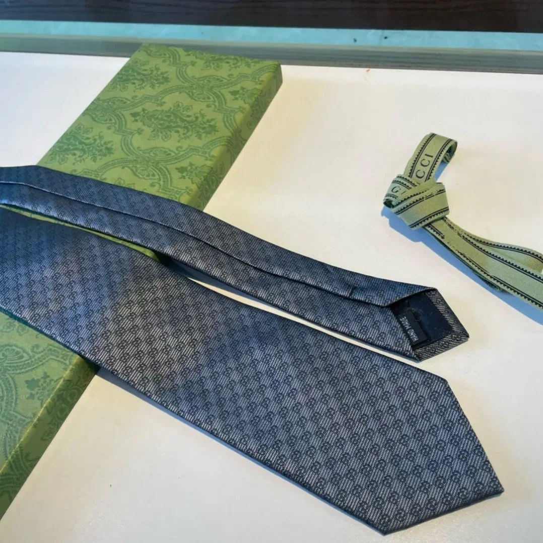Gucci Monogram Interlocking G Jacquard Dark Grey Tie