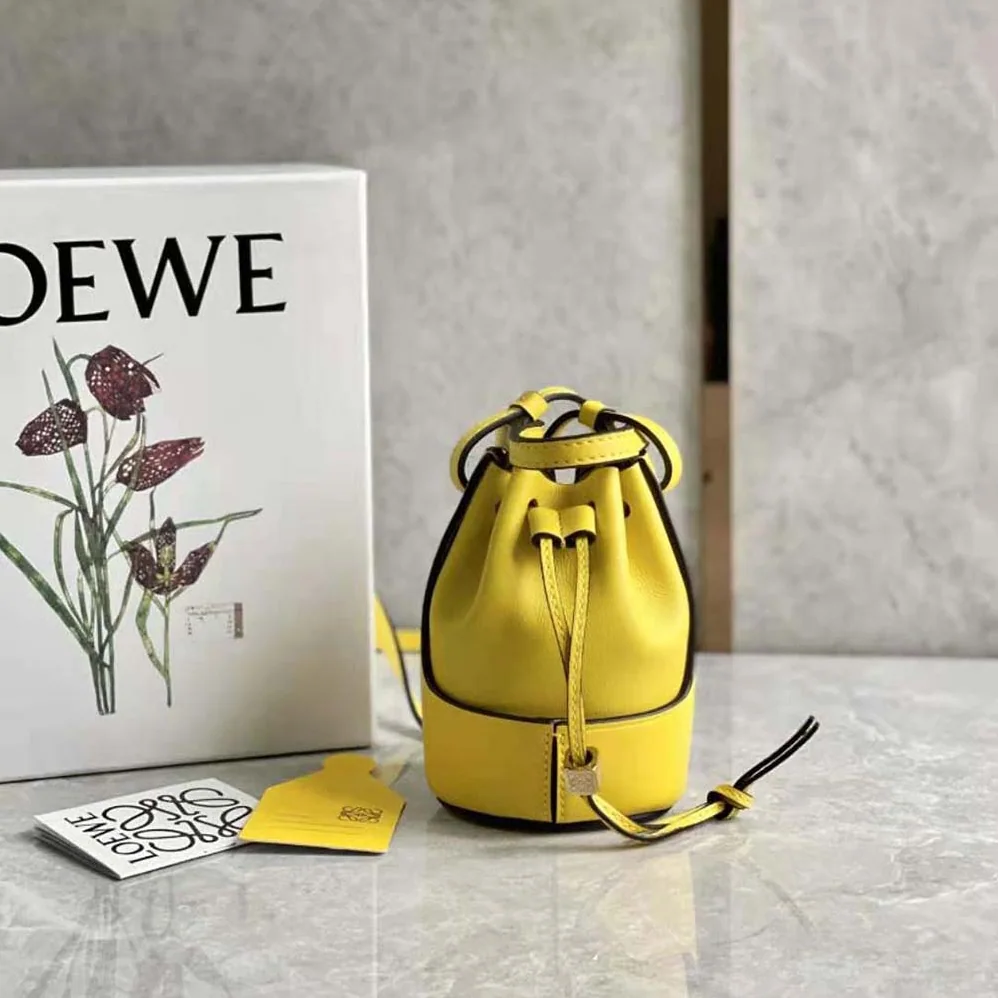 Loewe Nano Balloon Bag in Nappa and Calfskin for Women in Yellow