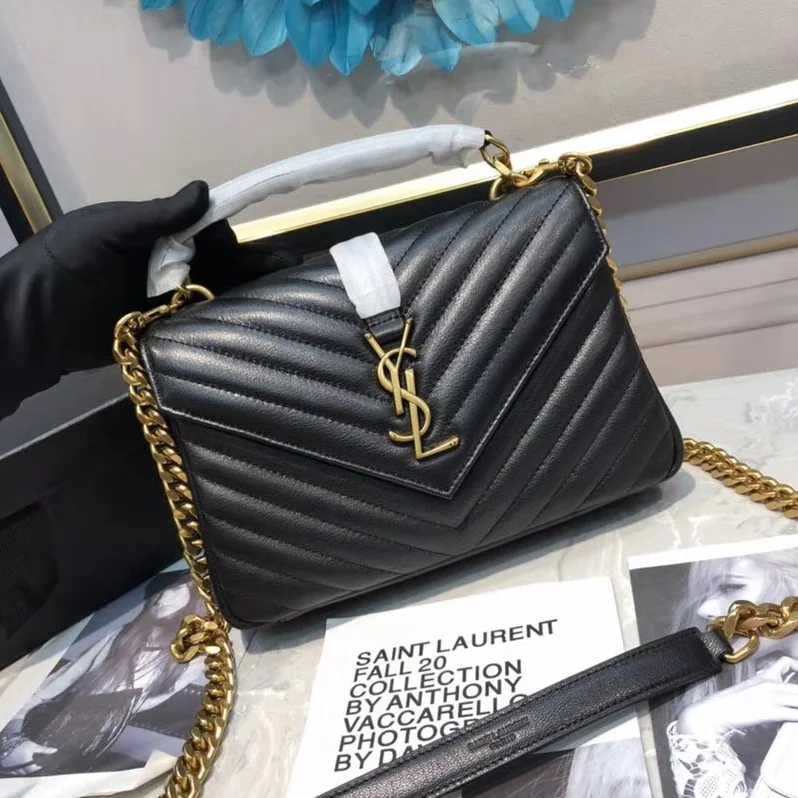 Saint Laurent YSL Classic Medium College Bag Matelasse Leather in Black