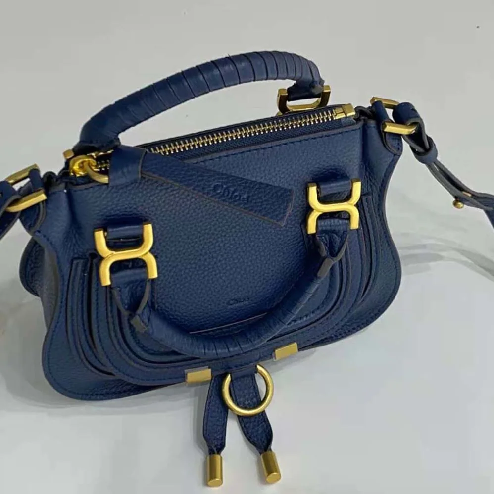 Chloe Marcie Mini Double Carry Bag for Women in Navy