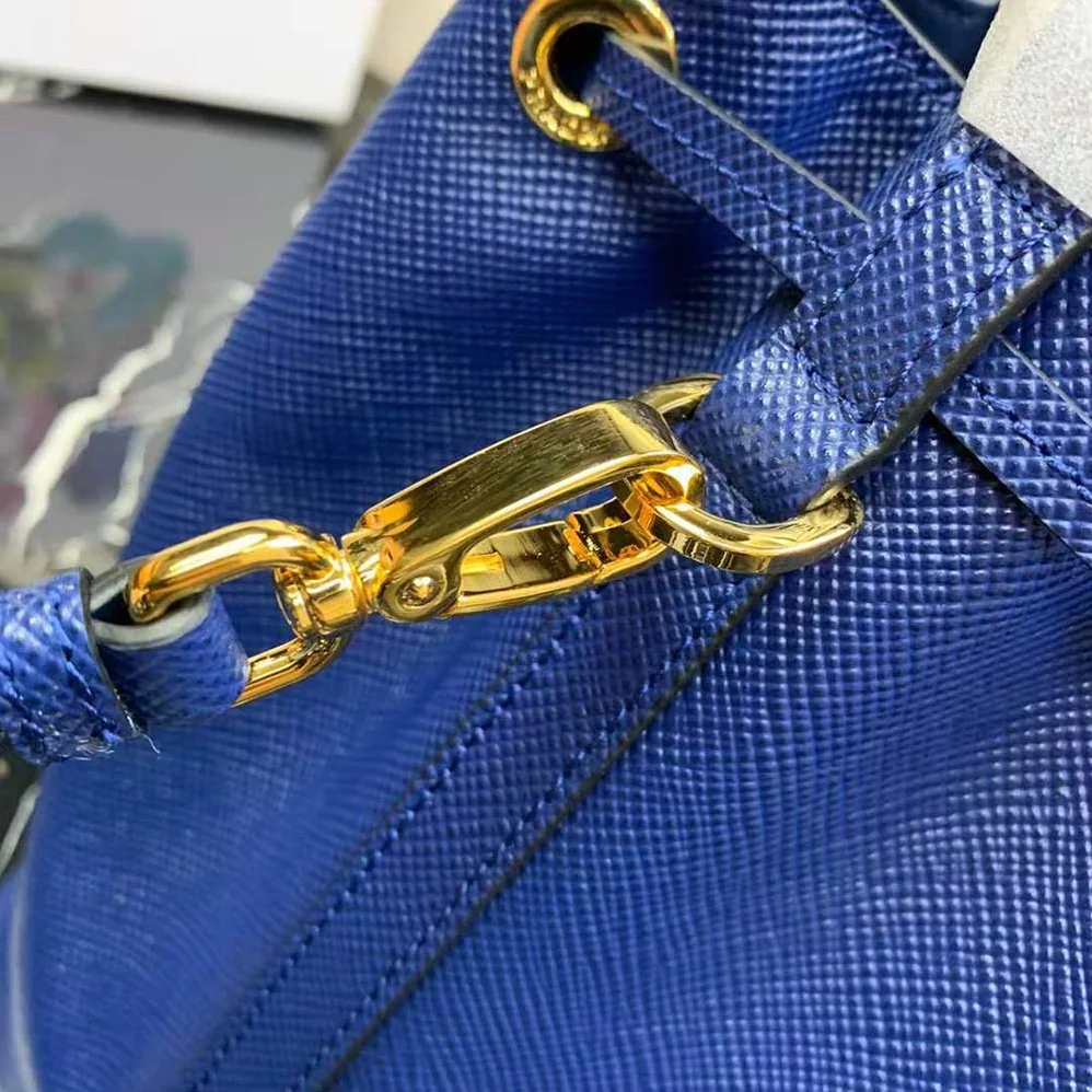 Prada Saffiano Leather Bucket Bag for Women in Navy