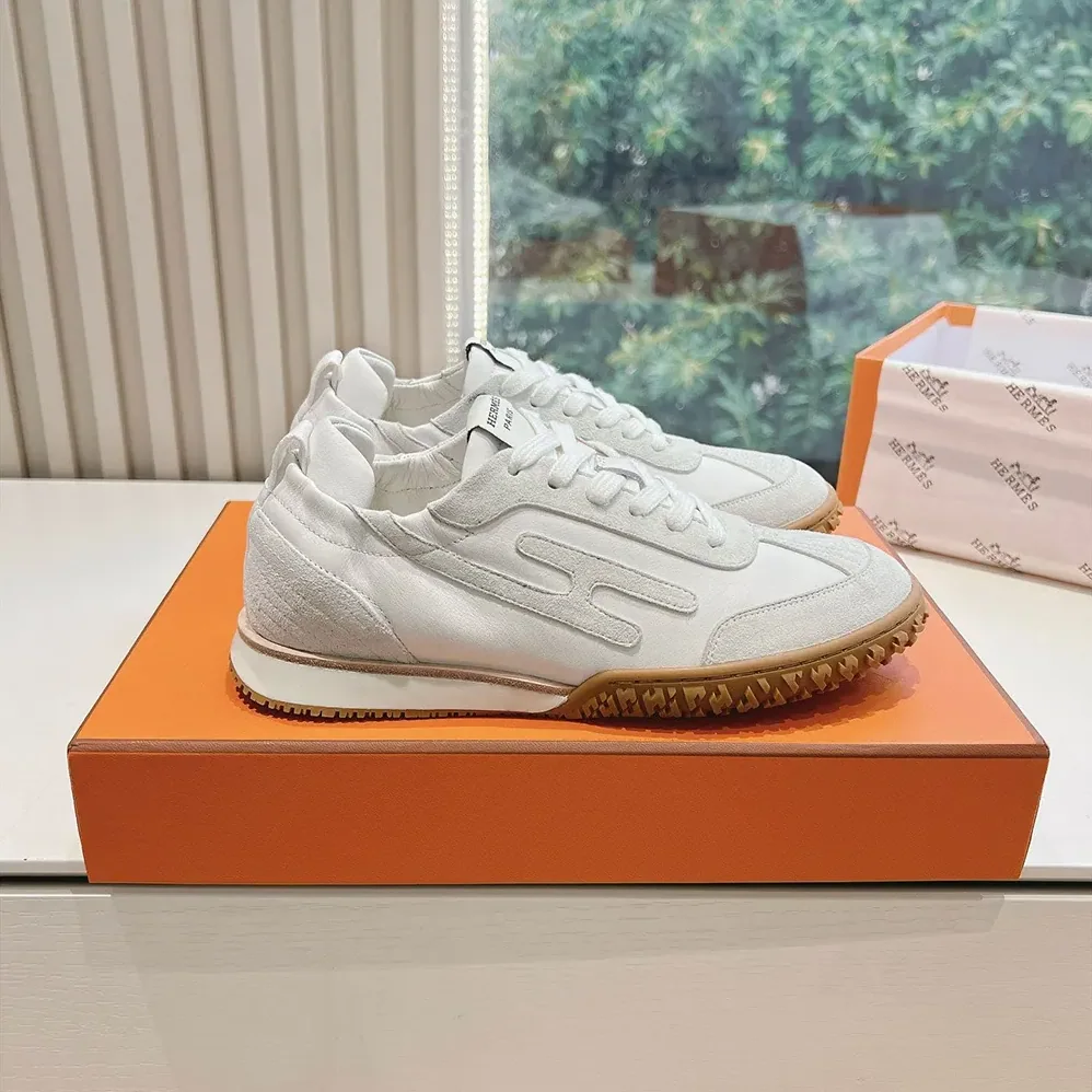 Hermes Jet Sneaker in Technical Canvas and Suede Goatskin for Unisex in White Hermes Jet Sneaker in Technical Canvas and Suede Goatskin for Unisex in White
