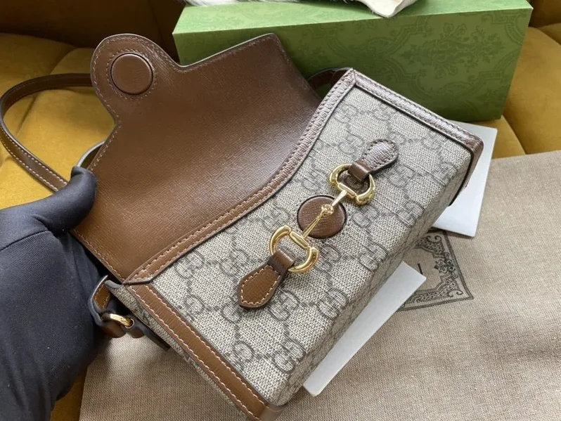 Gucci Childrens Horsebit 1955 Mini Bag in Beige Gold Hardware Gucci Childrens Horsebit 1955 Mini Bag in Beige Gold Hardware