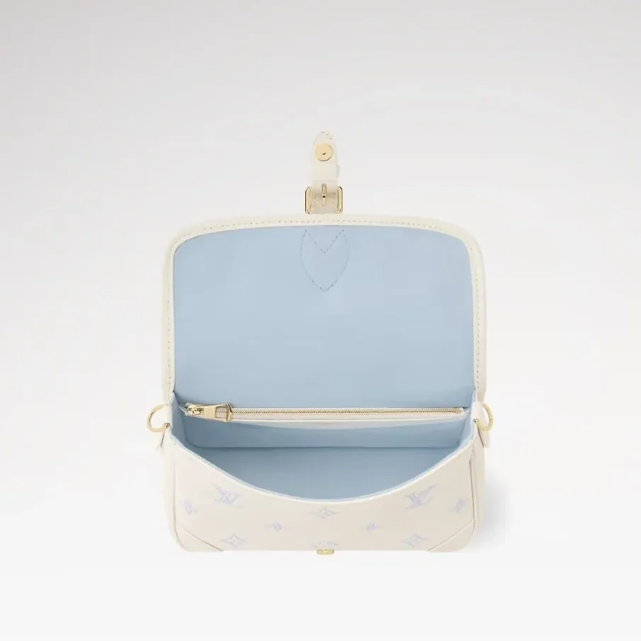 Louis Vuitton Diane Shouder Bag / Milky White/ Blue Gold Hardware