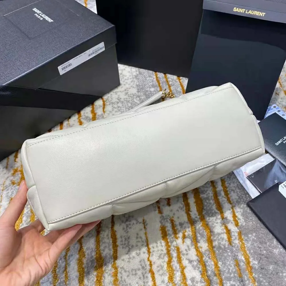 Saint Laurent YSL Loulou Puffer Small Bag in Quilted Lambskin for Women in White
