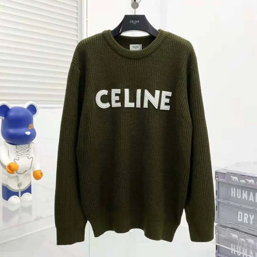 Celine Oversized Celine Sweater in Wool for Women in Green