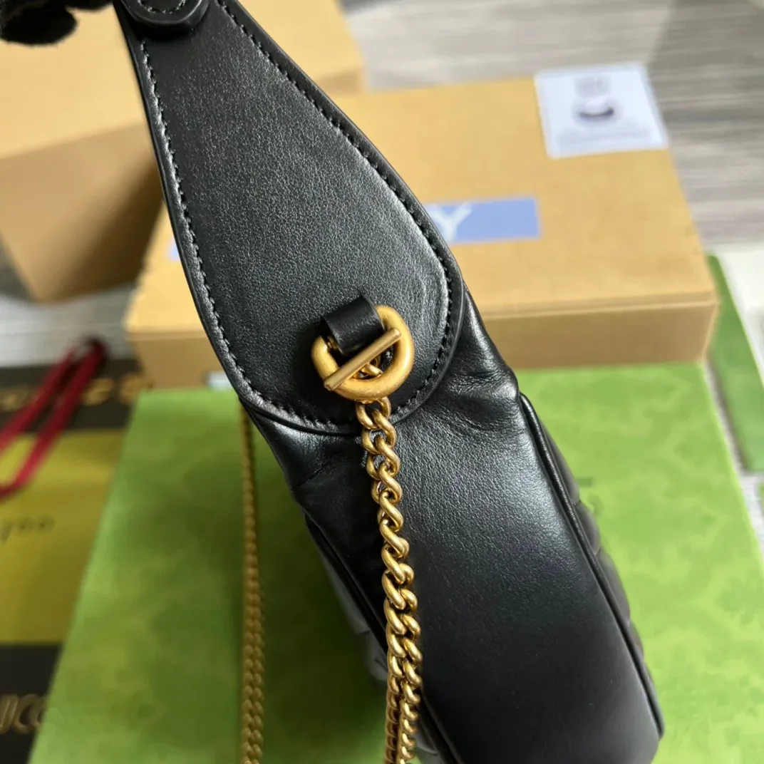Gucci Marmont Half Moon Shaped Mini Bag Black Gucci Marmont Half Moon Shaped Mini Bag Black