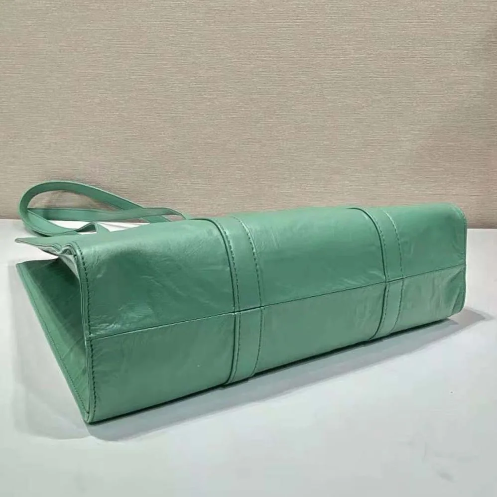 Prada Small Antique Nappa Leather Tote for Women in Green