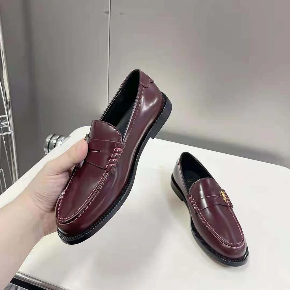 Celine Le Loafer Penny Slippers in Smooth Leather for Women in Maroon Celine Le Loafer Penny Slippers in Smooth Leather for Women in Maroon