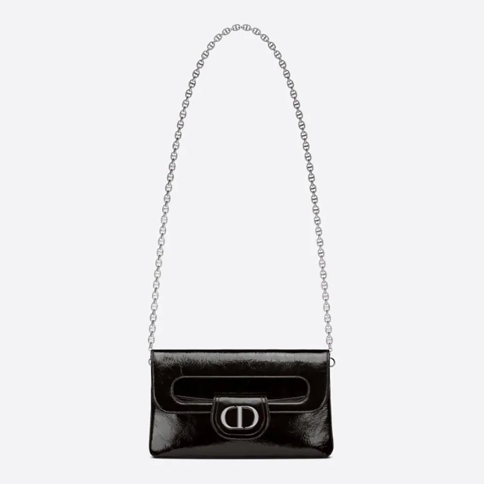 Dior Medium Diordouble Bag Black Crinkled Patent Lambskin for Women Dior Medium Diordouble Bag Black Crinkled Patent Lambskin for Women