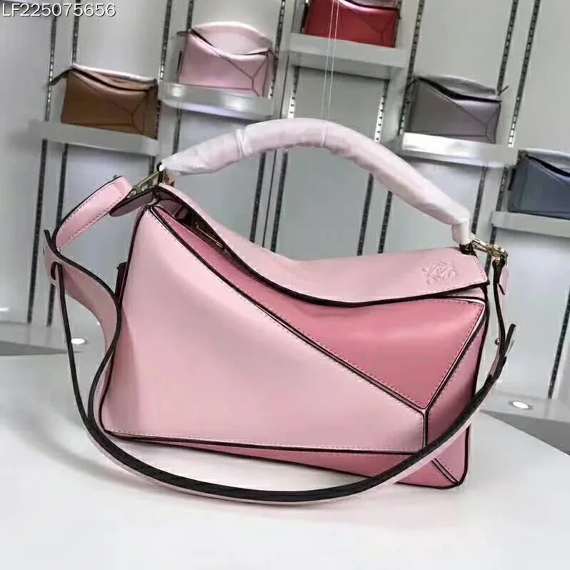 Loewe Puzzle Multi-color Bag with Strap Handle in Calfskin in Pink