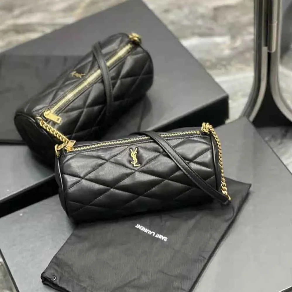 Saint Laurent YSL Sade Mini Tube Bag in Quilted Lambskin for Women in Black