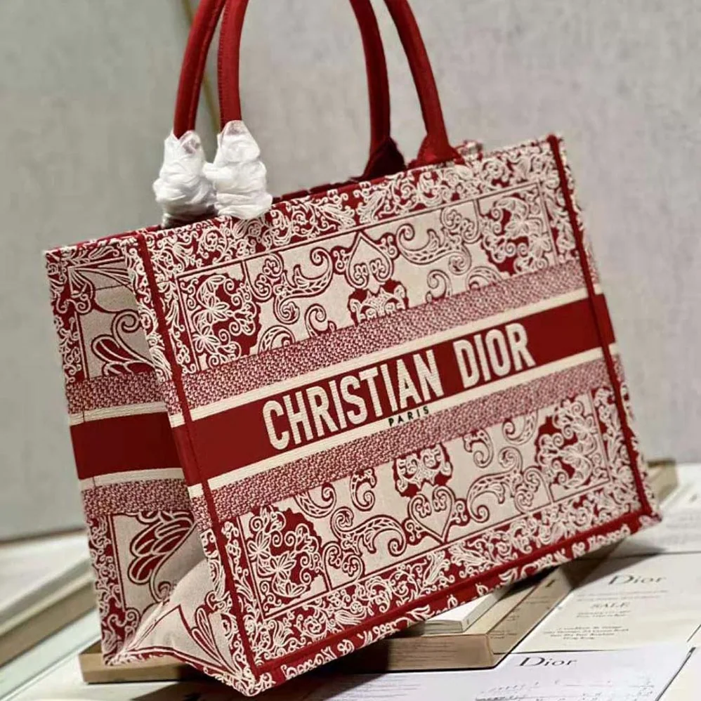 Dior Medium Dior Book Tote White and Red Dior Bandana Embroidery for Women Dior Medium Dior Book Tote White and Red Dior Bandana Embroidery for Women
