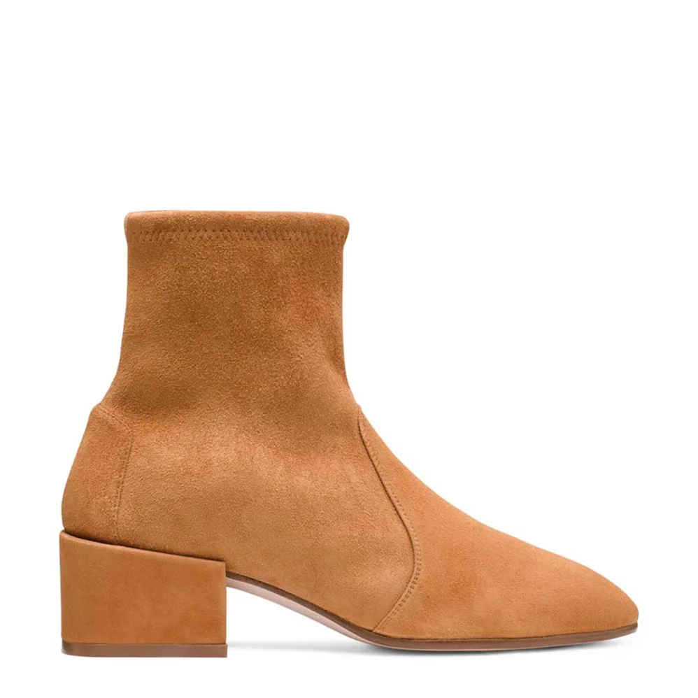 Stuart Weitzman Shoes The Accordion Bootie 40mm Heel for Women in Brown