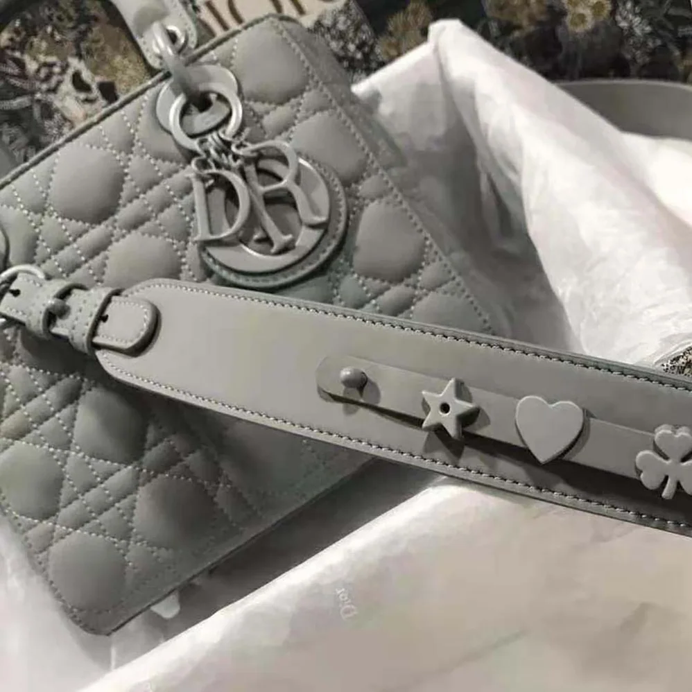 Dior Lady Dior my Abcdior Bag Gray Ultramatte Cannage Calfskin for Women