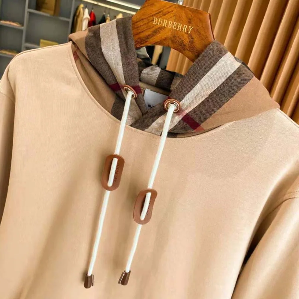 Burberry Check Hood Cotton Blend Hoodie for Men in Brown Burberry Check Hood Cotton Blend Hoodie for Men in Brown