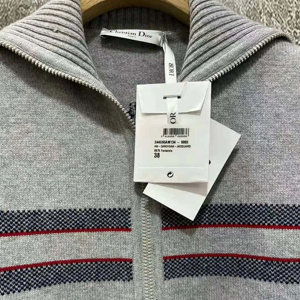 Dior Dioralps Sleeveless Zipped Sweater Gray Three-Tone Wool and Cashmere Knit for Women Dior Dioralps Sleeveless Zipped Sweater Gray Three-Tone Wool and Cashmere Knit for Women