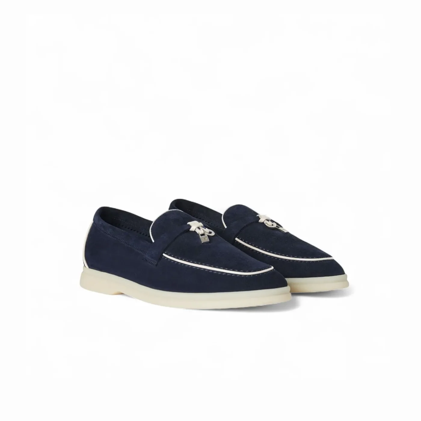 Loro Piana Summer Charms Walk Loafers Navy Blue – FAL5899