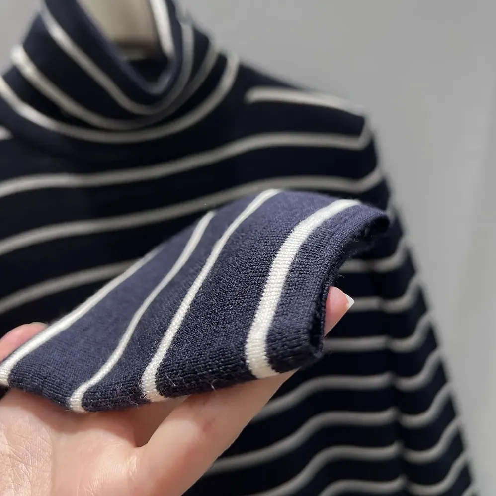 Prada Striped Wool Turtleneck Sweater for Men in Black Prada Striped Wool Turtleneck Sweater for Men in Black