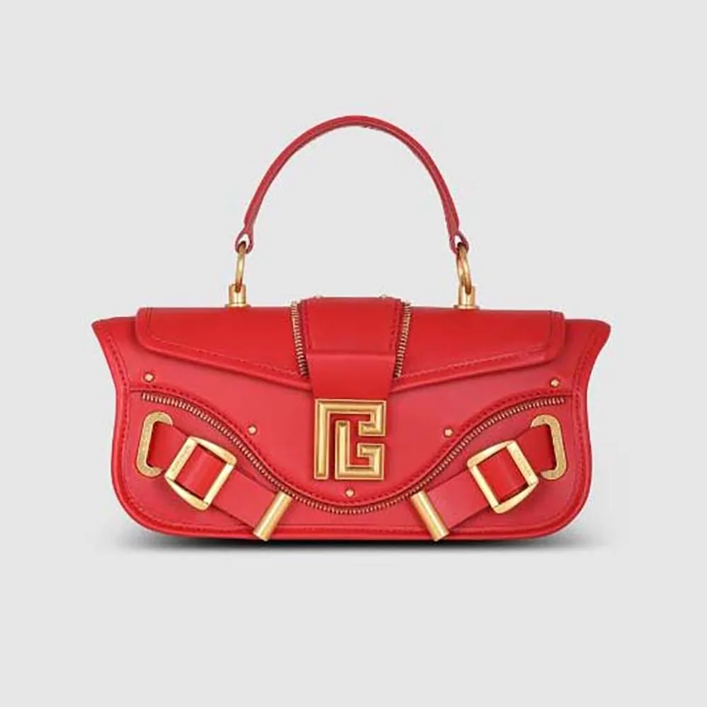 Balmain Blaze Clutch Bag in Smooth Leather for Women in Red Balmain Blaze Clutch Bag in Smooth Leather for Women in Red