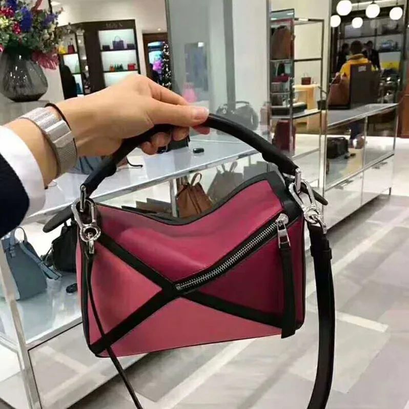 Loewe Puzzle Graphic Small Bag Raspberry for Women in Wild Rose