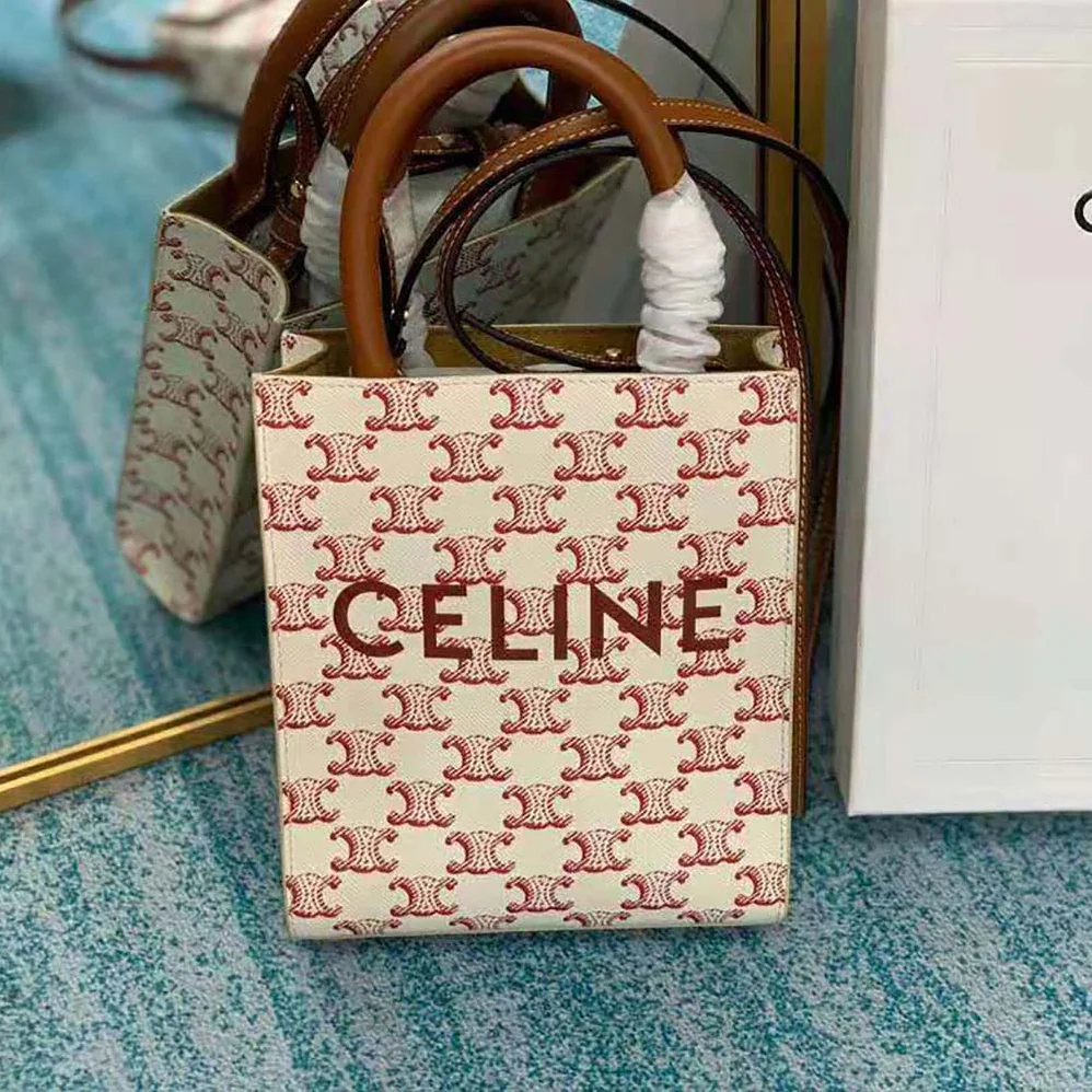 Celine Mini Vertical Cabas in Triomphe Canvas with Celine Print for Women