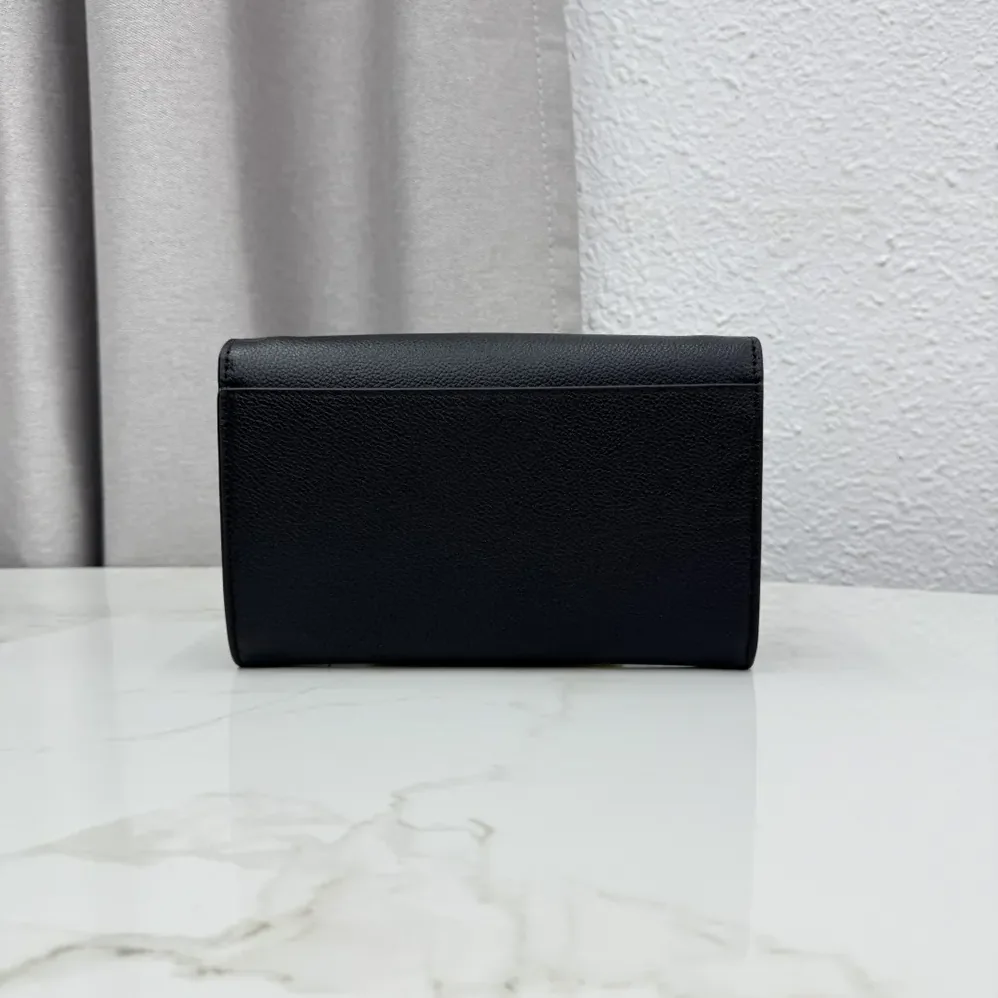 Dior Médaillon Envelope Pouch with Strap Black and Myosotis Blue Grained Calfskin for Women Dior Médaillon Envelope Pouch with Strap Black and Myosotis Blue Grained Calfskin for Women