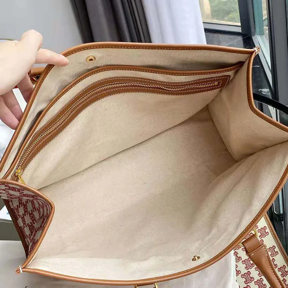 Celine Horizontal Cabas in Textile with Triomphe Embroidery for Women