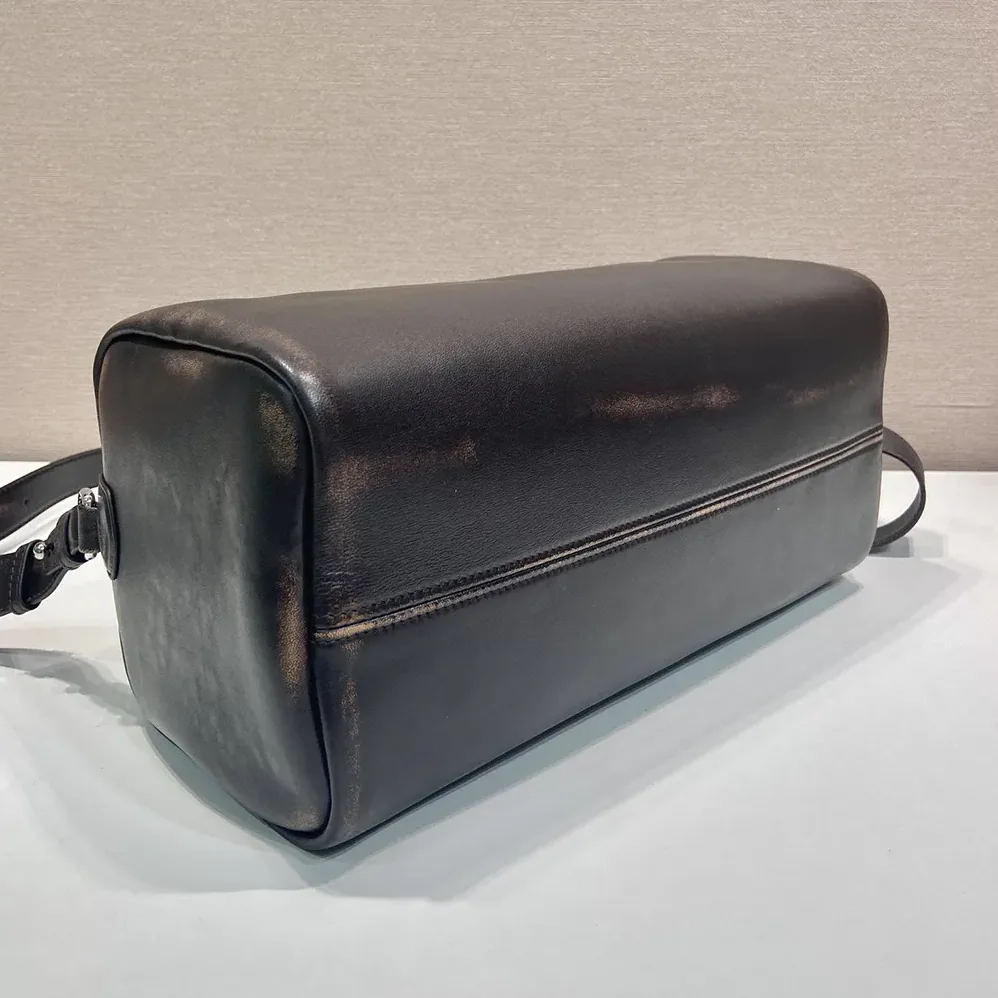 Prada Small Nappa Leather Duffle Bag for Unisex in Dark Brown