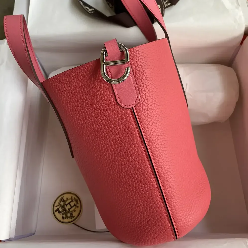 Hermes In the Loop 18 Handbag Clemence Leather for Women in Pink/Silver Hermes In the Loop 18 Handbag Clemence Leather for Women in Pink/Silver