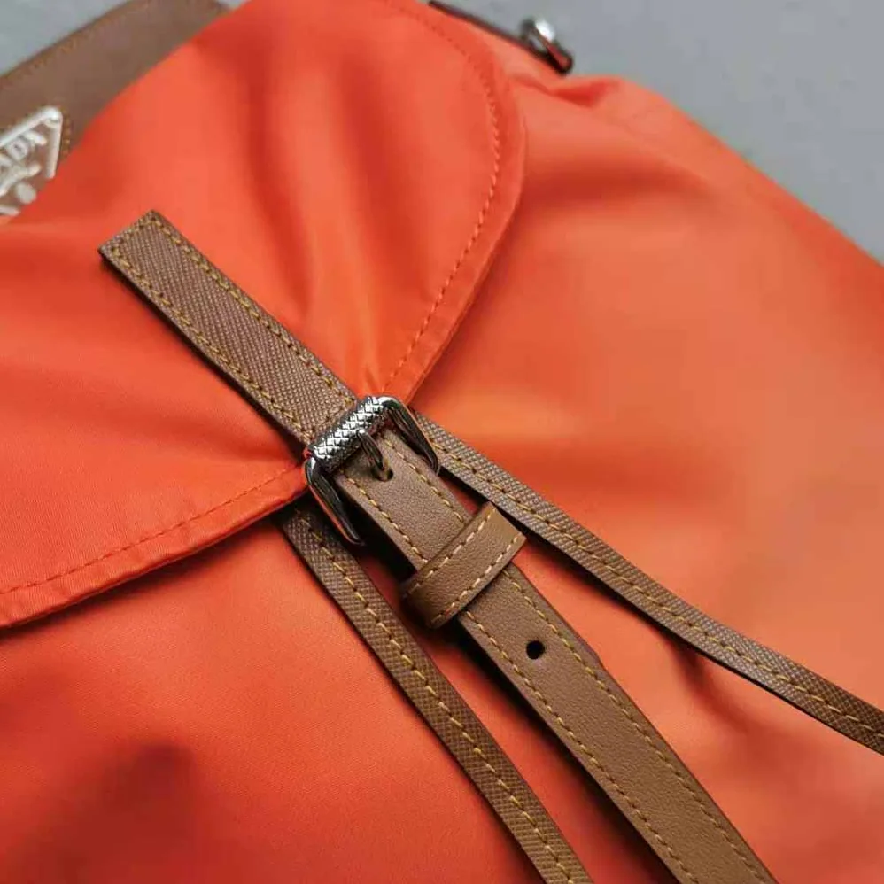 Prada Nylon and Saffiano Leather Backpack for Women in Orange Prada Nylon and Saffiano Leather Backpack for Women in Orange