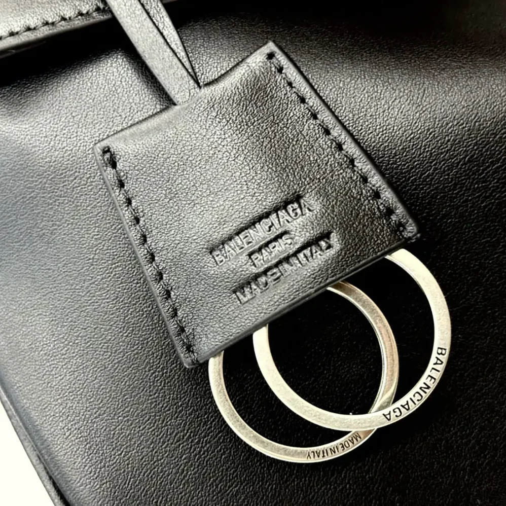 Balenciaga Rodeo Handbag Small In Black Smooth Calfskin Aged for Women in Silver Hardware