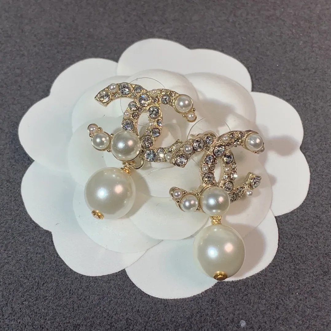 Chanel Pearl C Double Earrings Gold Chanel Pearl C Double Earrings Gold