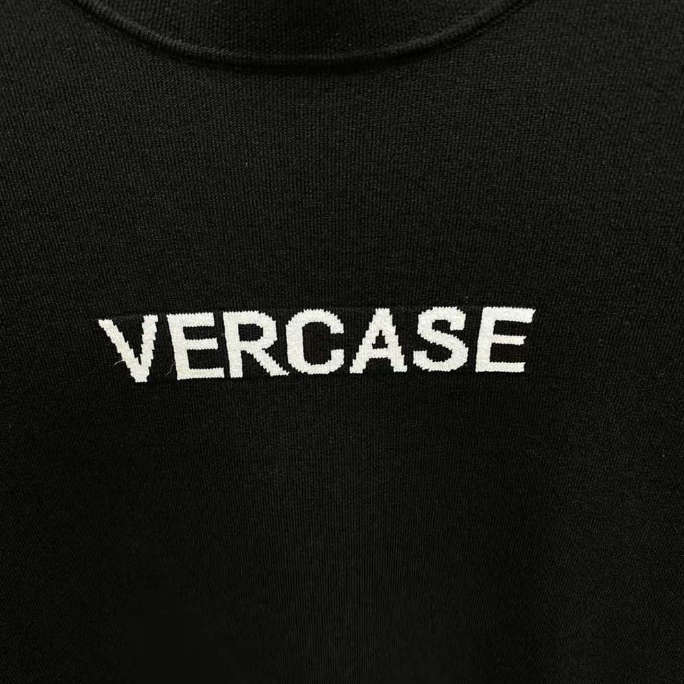 Versace Logo Embroidered T-shirt for Men in Black