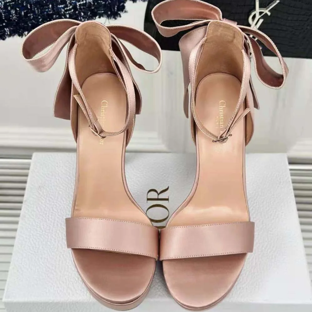 Dior Mlle Dior Heeled Sandal Rose Des Vents Satin for Women