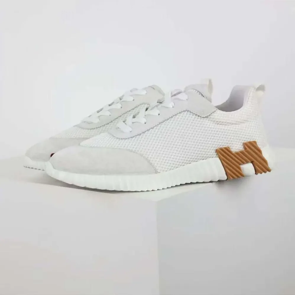 Hermes Bouncing Sneaker in Graphic Mesh and Suede Goatskin for Unisex in White Hermes Bouncing Sneaker in Graphic Mesh and Suede Goatskin for Unisex in White