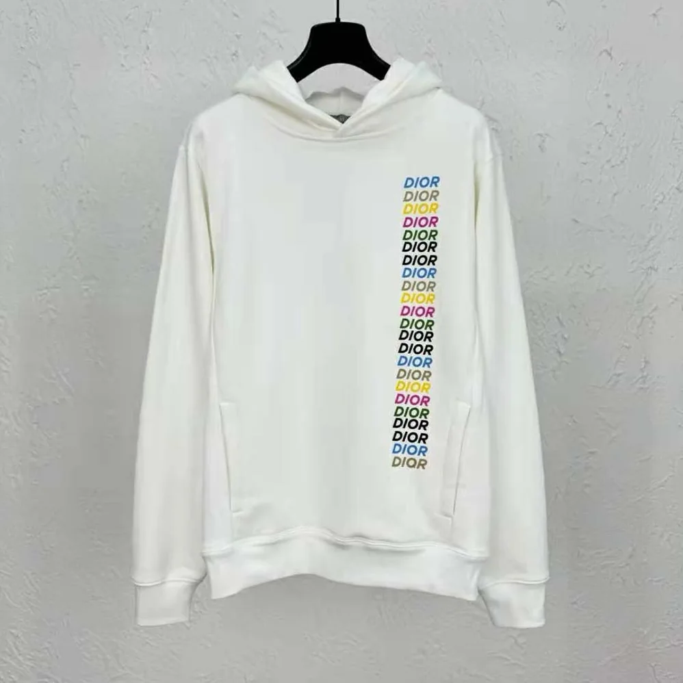 Dior Relaxed-fit Hooded Sweatshirt White Cotton Fleece for Men