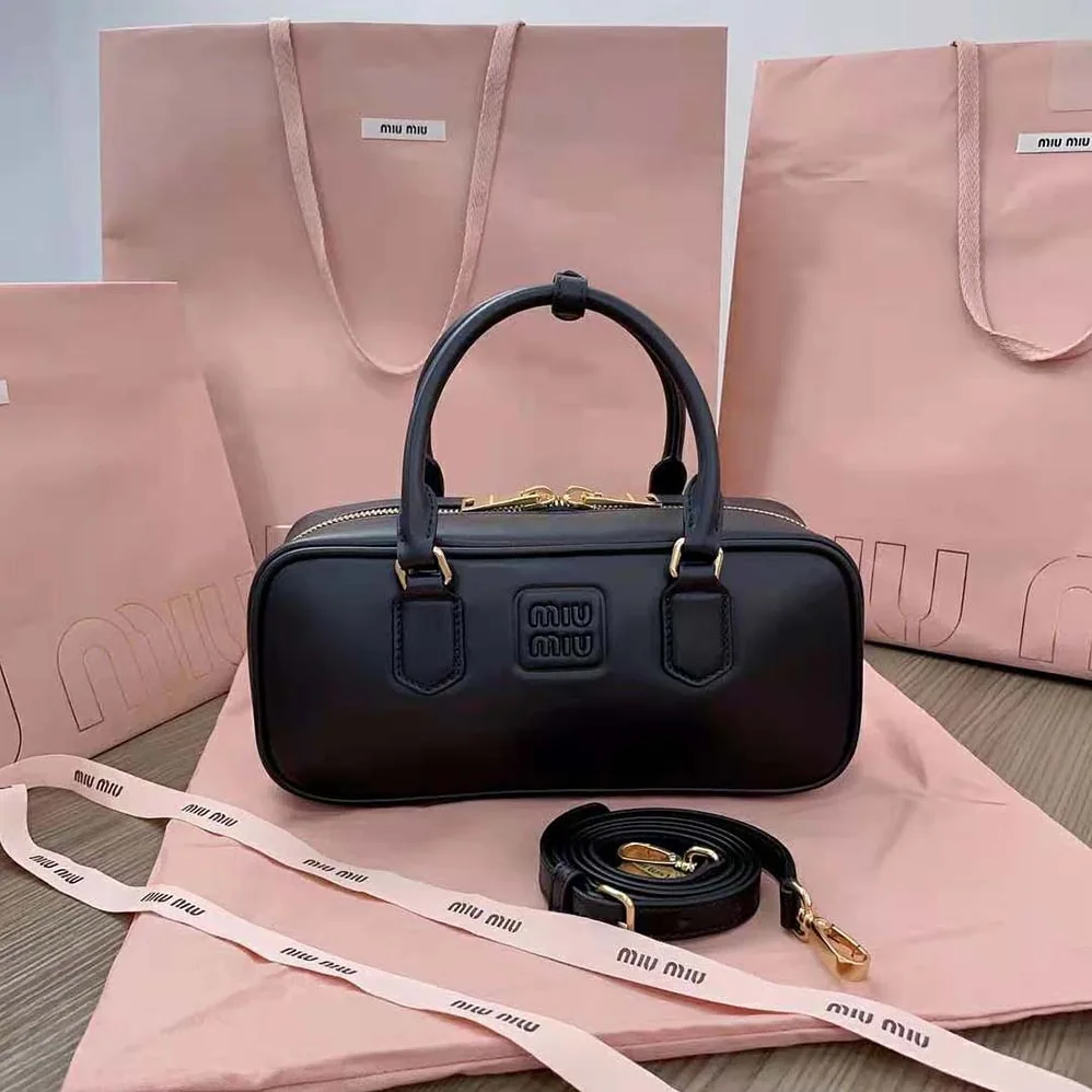 Miu Miu Arcadie Leather Bag for Women in Black Miu Miu Arcadie Leather Bag for Women in Black