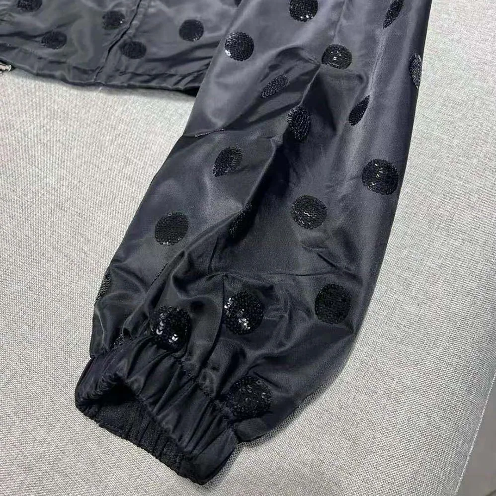 Prada Re-Nylon Embroidered Jacket for Women in Black