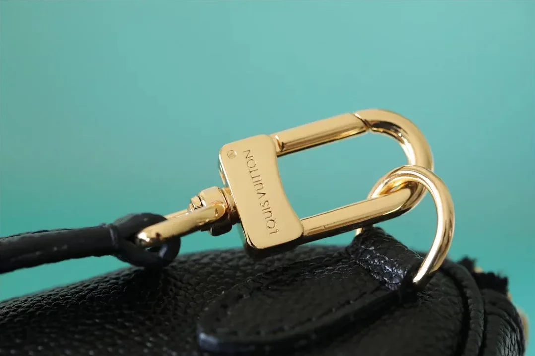Louis Vuitton Nano Speedy Top Handle Bag / Black/ Beige Monogram Empreinte Gold Hardware