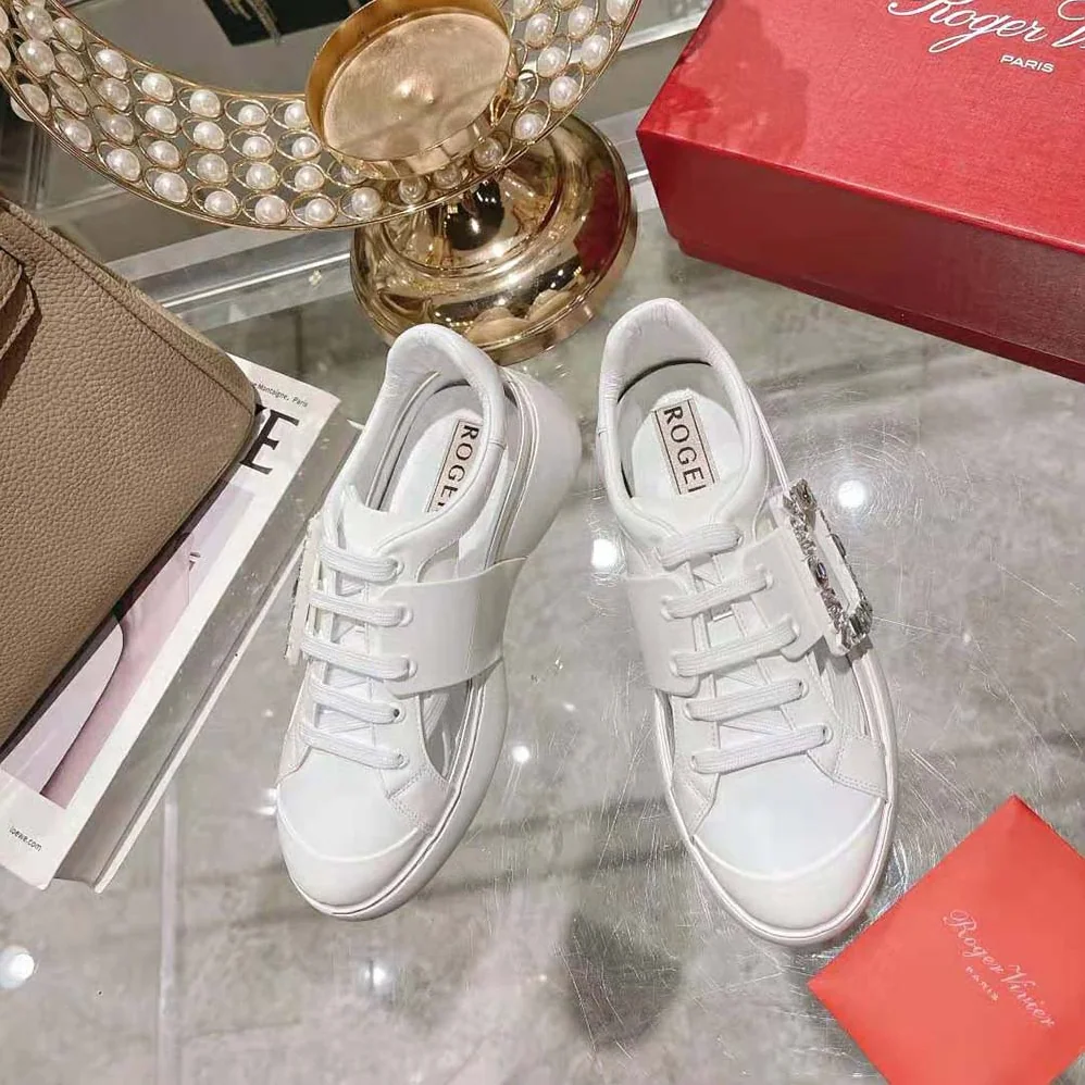 Roger Vivier Viv' Skate Strass Buckle Sneakers in PVC for Women in White