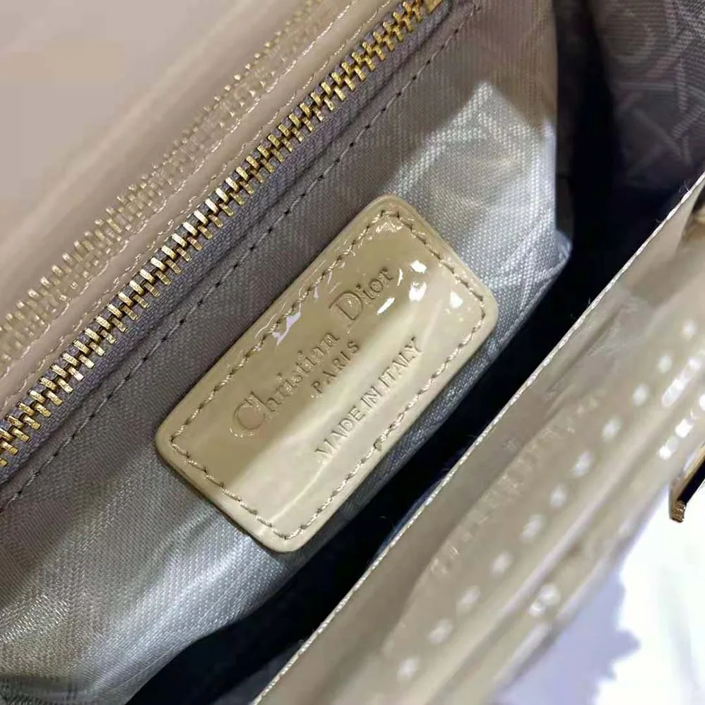 Dior Mini Lady Dior Bag Pale Yellow Patent Cannage Calfskin for Women