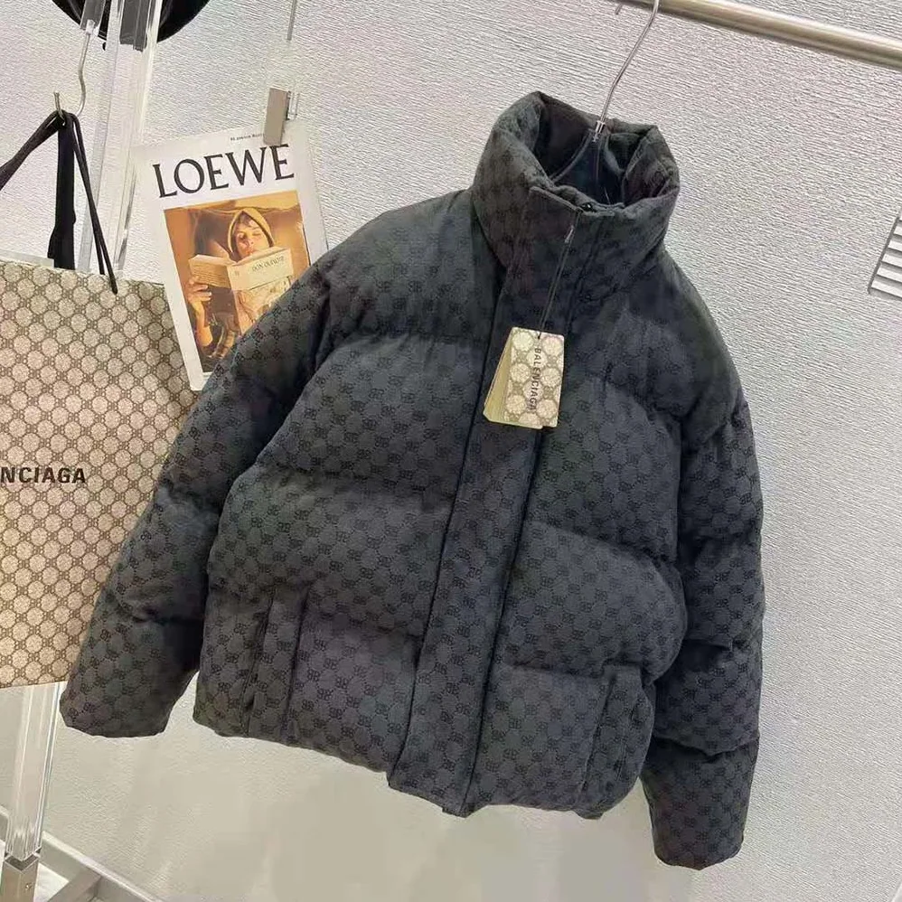 Balenciaga Hacker BB Puffer in Black and Dark Grey Canvas Jacquard for Men