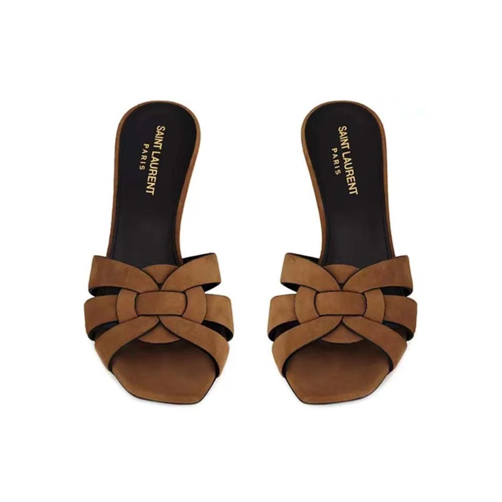 Saint Laurent YSL Tribute Mules in Suede for Women