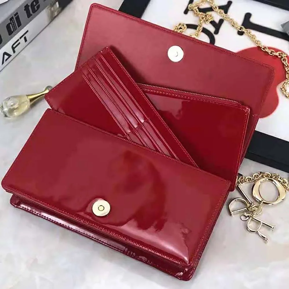 Dior Lady Dior Pouch Patent Cannage Calfskin in Red Dior Lady Dior Pouch Patent Cannage Calfskin in Red