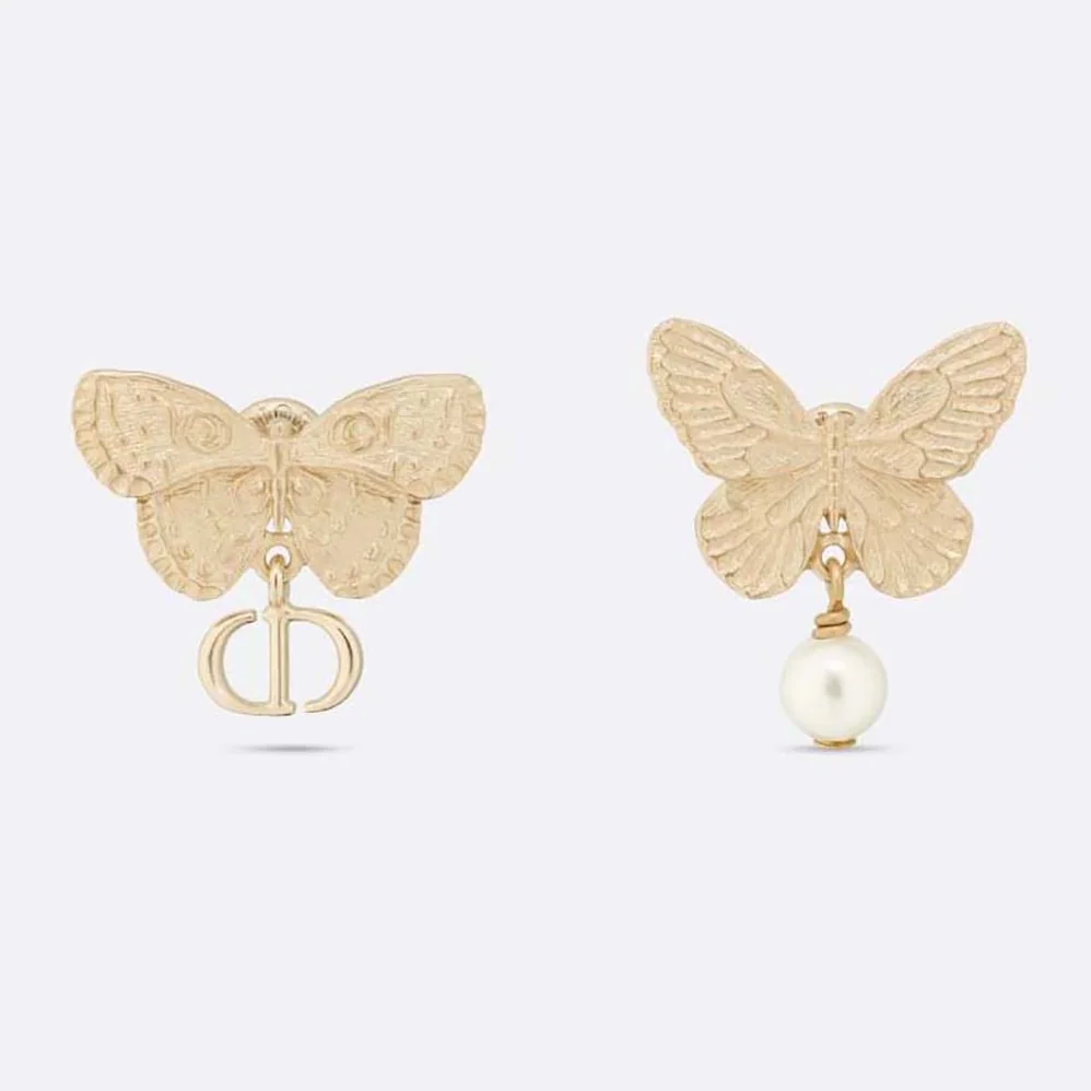 Dior Métamorphose Earrings Matte Gold-Finish Metal with White Resin Pearl for Women