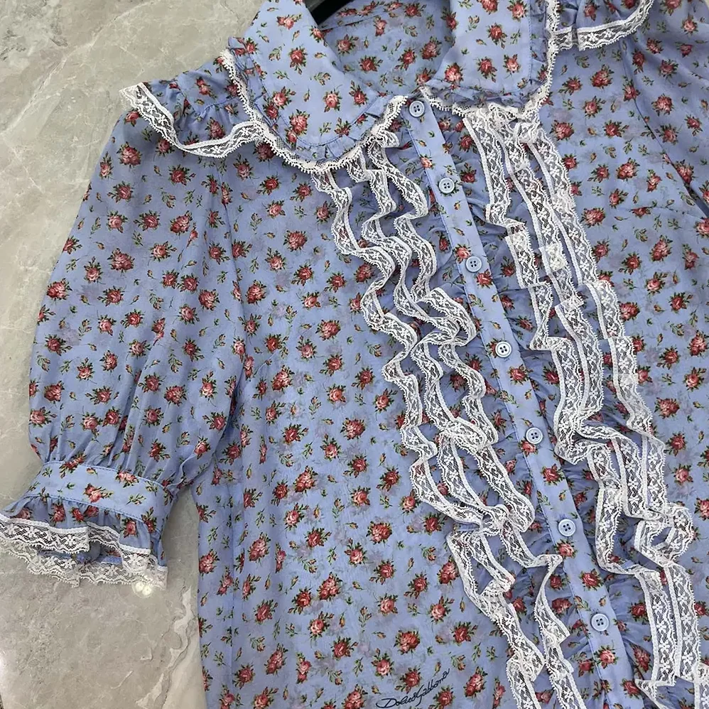 Dolce Gabbana D&G Small Rose for Women in Print Chiffon Shirt