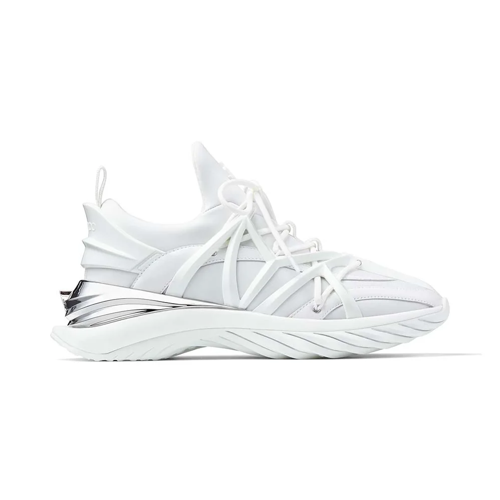 Jimmy Choo Cosmos/F White and Silver Leather and Neoprene Low for Women in Top Trainers Jimmy Choo Cosmos/F White and Silver Leather and Neoprene Low for Women in Top Trainers